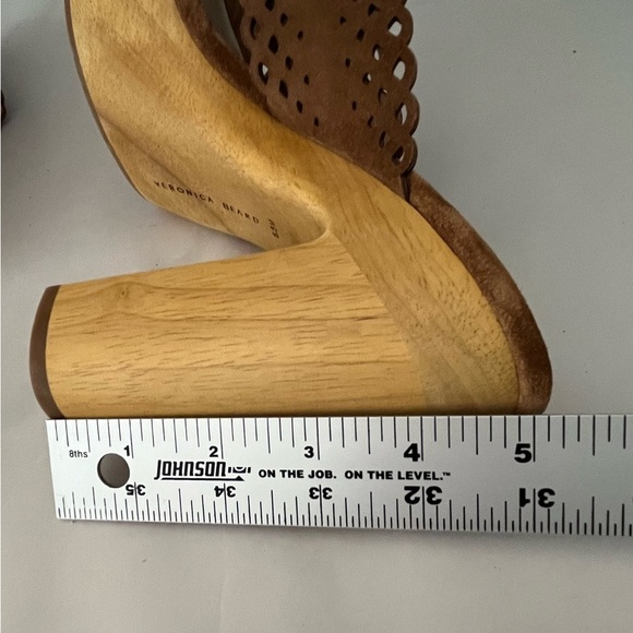 Veronica Beard Gaynor Suede Leather Platform Mules Neutral Retro Boho 6.5 New - Picture 10 of 11